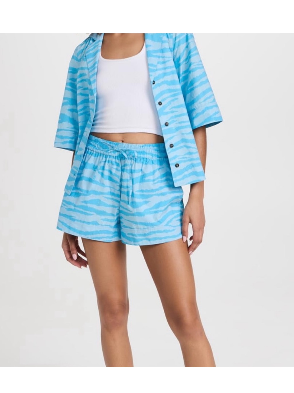 Ganni Zebra Print Organic Cotton Button Up